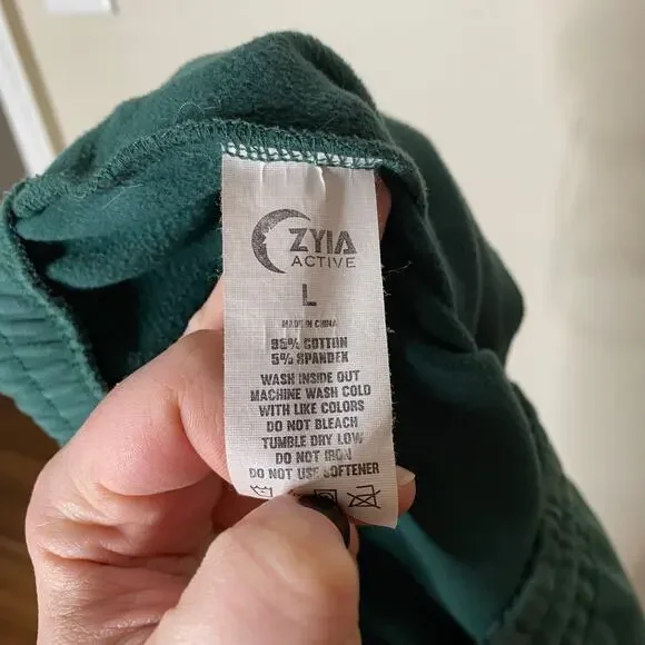 ZYIA ACTIVE Pine Green Relaxation Cinched Ankle Drawstring Sweatpants Size Large - Picture 5 of 8